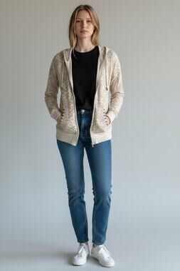 Witness Y2K Vintage Cream Jacquard Lightweight Hoodie Long Sleeve Small Sheer